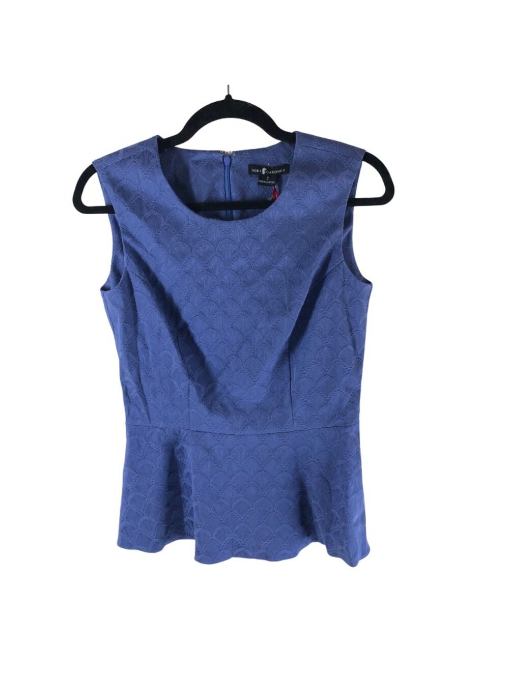 Nora Gardner Kelly Top Deep Periwinkle Sleeveless Peplum Blouse Womens Size 2